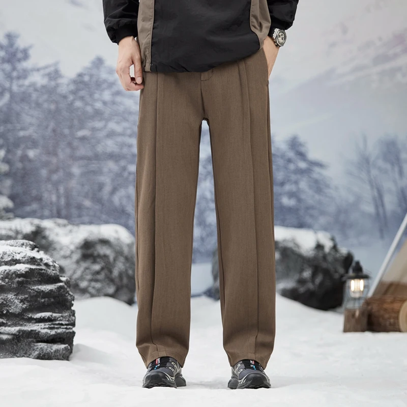 2024 New Autumn Casual Suit Pants Korean Men\'s Pants Straight Loose Sweatpants Soft Wide Leg Long Baggy Business Trousers
