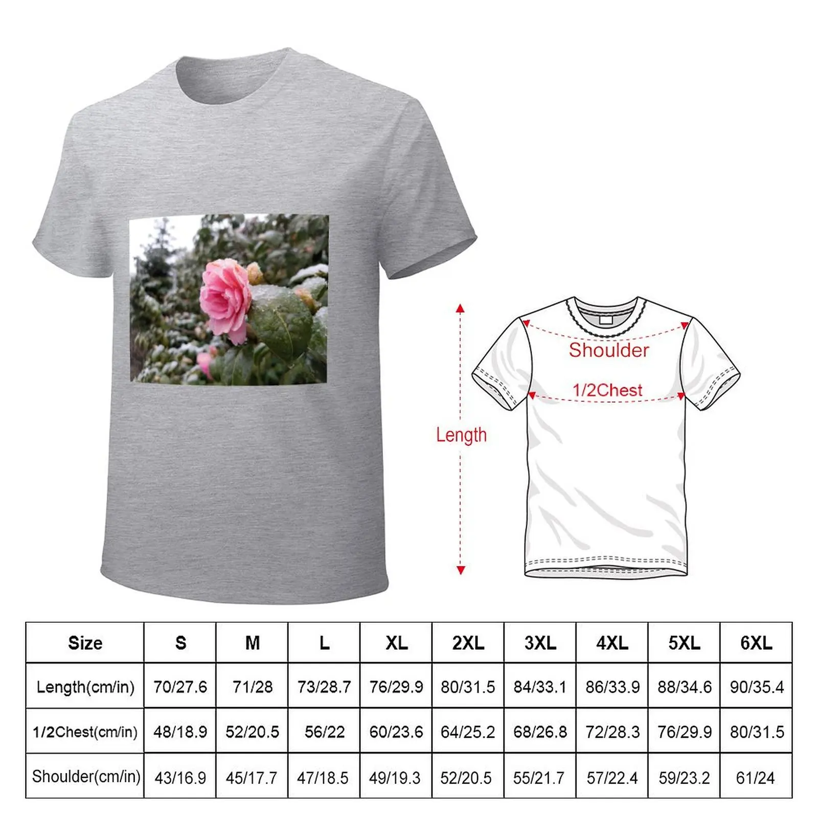 spring snow on a pink flower T-Shirt graphics Aesthetic clothing t shirt men