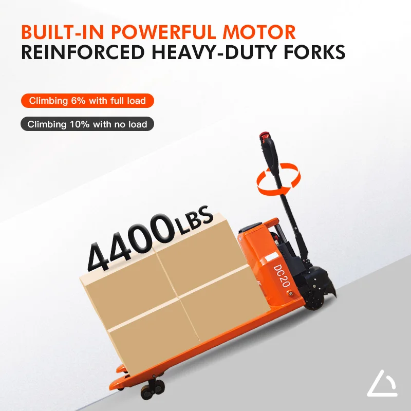 4400LBS شاحنة مقبس البليت الكهربائية بالكامل تعمل ببطارية ليثيوم 48 بوصة × 27 بوصة شوكة للتخزين الداخلي والتعامل مع المستودعات