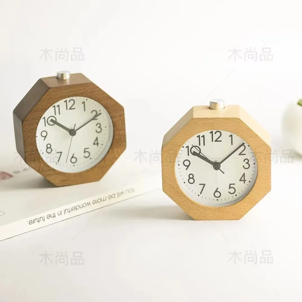 1 Pcs  Mini Glow-in-the-dark Alarm Clock Log Alarm Clock Creative Solid Wood Clock Student Snooze Lazy Alarm Clock