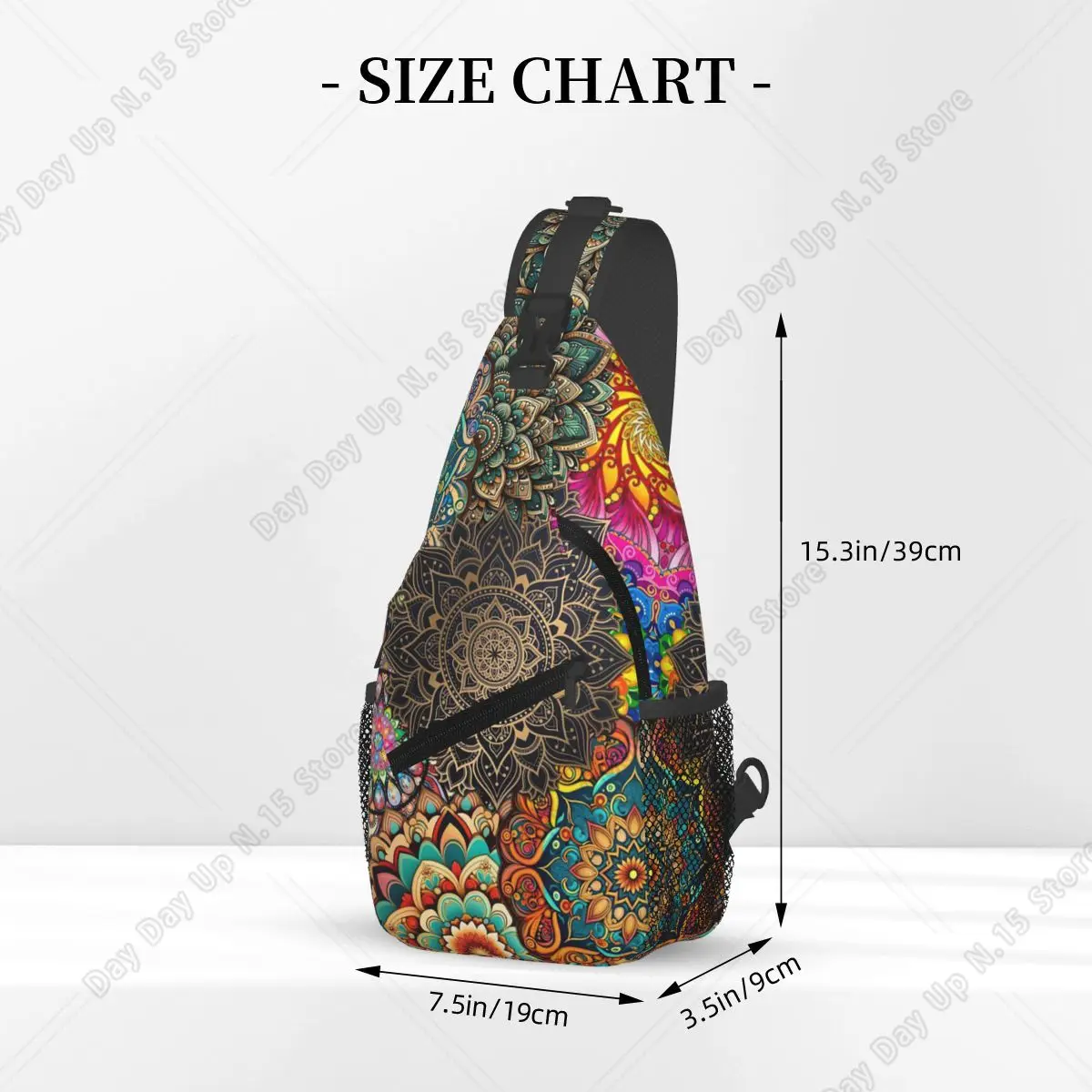 Bohemia Ethnic Mandala Flower Pattern Chest Bag Men Sling Crossbody Backpack Chest Bag Travel Hiking Daypack Shoulder Bag