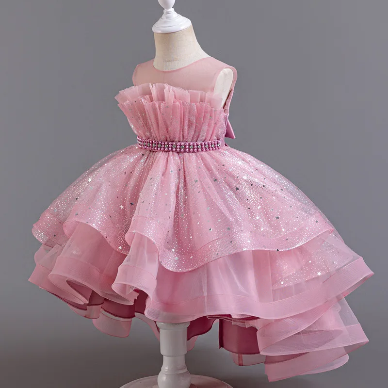 Children's Princess Dress, Summer Girl's Trailing Tutu Dress, Flower Girl Wedding Dress, Girl's Performance Dress