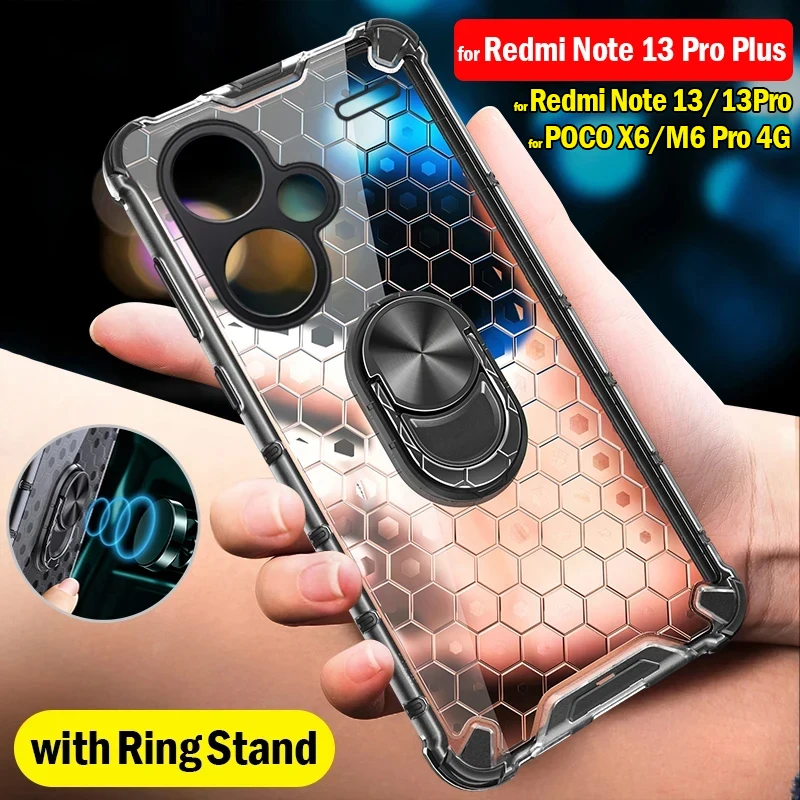 Transparent Funda for Redmi Note 13 Pro Plus POCO X6 M6 Pro 4G Case Clear Heat Dissipation Stand Cover for Redmi Note 13 ProCapa