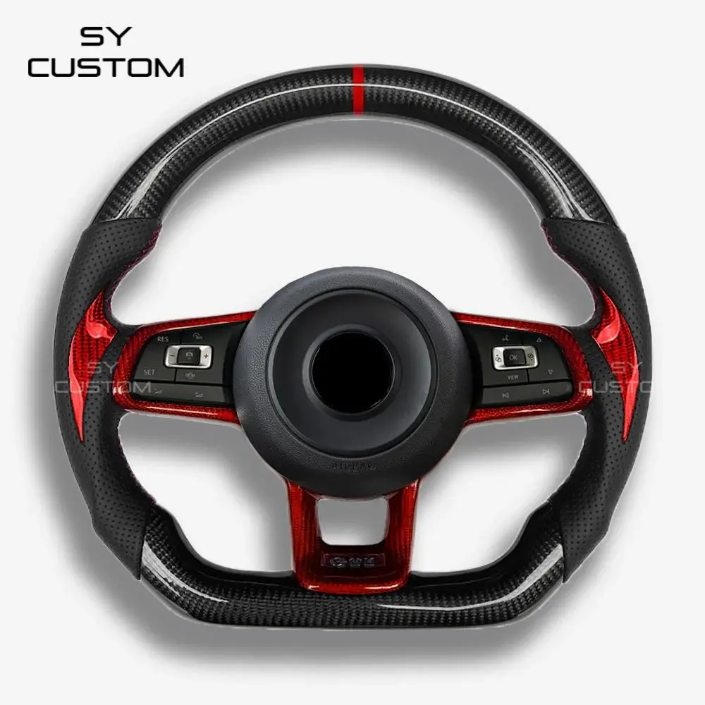 Steering Wheel Fit For VW Golf 7 MK7 Mk7.5 GTI Scirocco Polo GTS R Line 2014-2017 Customized LED RPM Racing Wheel