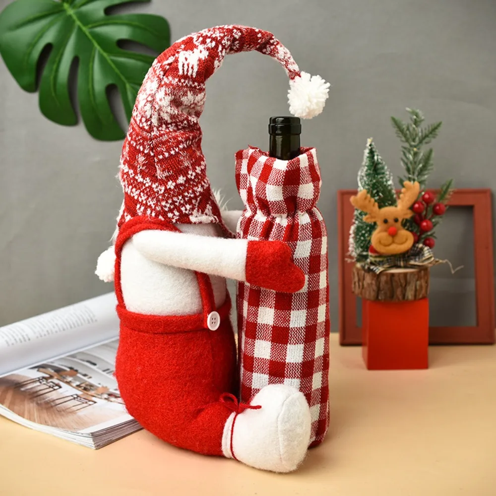 Reusable Faceless Doll Wine Bottle Set Eco-friendly Adorable Champagne Bottle Cover Washable Cartoon Wine Bottle Restaurant