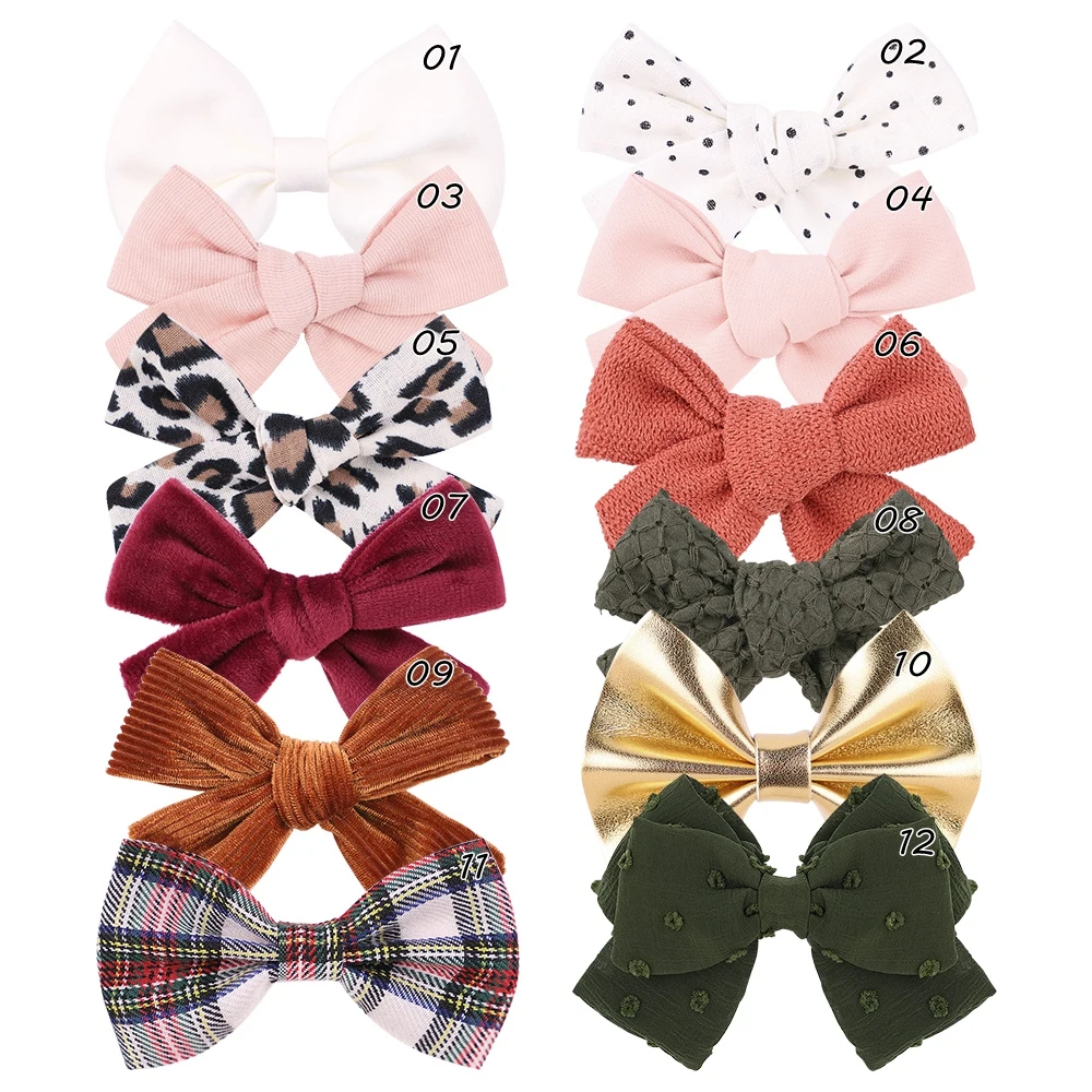 2PCS/Lot Retro Classic Corduroy Cotton Hair Bow For Girl Hair Clip Boutique Barrette Handmade Hairpin Cute Kids Hair Accessories