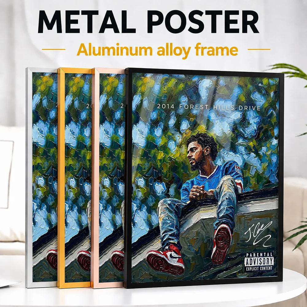J. Cole 2014 Forest Hills Drive Album Metal Poster With Aluminum Alloy Frame Personalized Hip Hop Tribute Wall Art For Home Bar