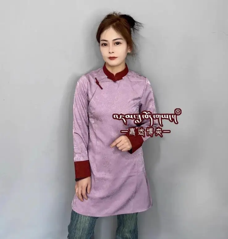 Chinese Tibetan Double Color Coat Women's Tibetan Medium Length Xizang Clothing Fashion Tibetan Chinese Tibetan Clothing