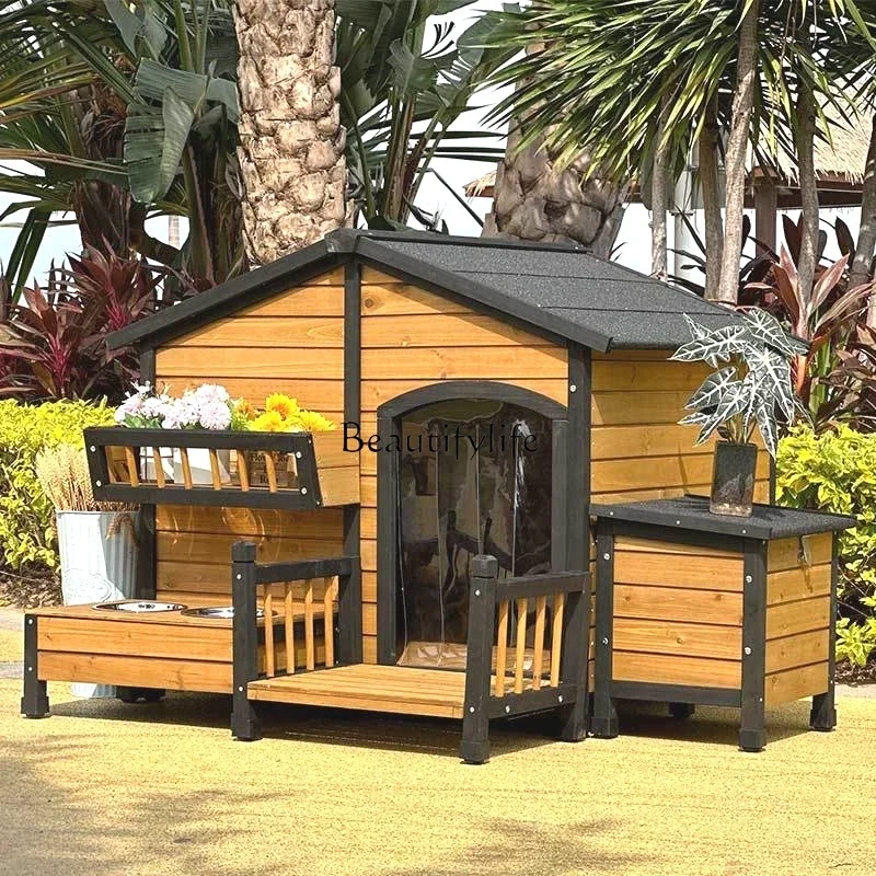 Outdoor dog house, wind and rain, all-season universal kennel, medium and large villa, sun protection