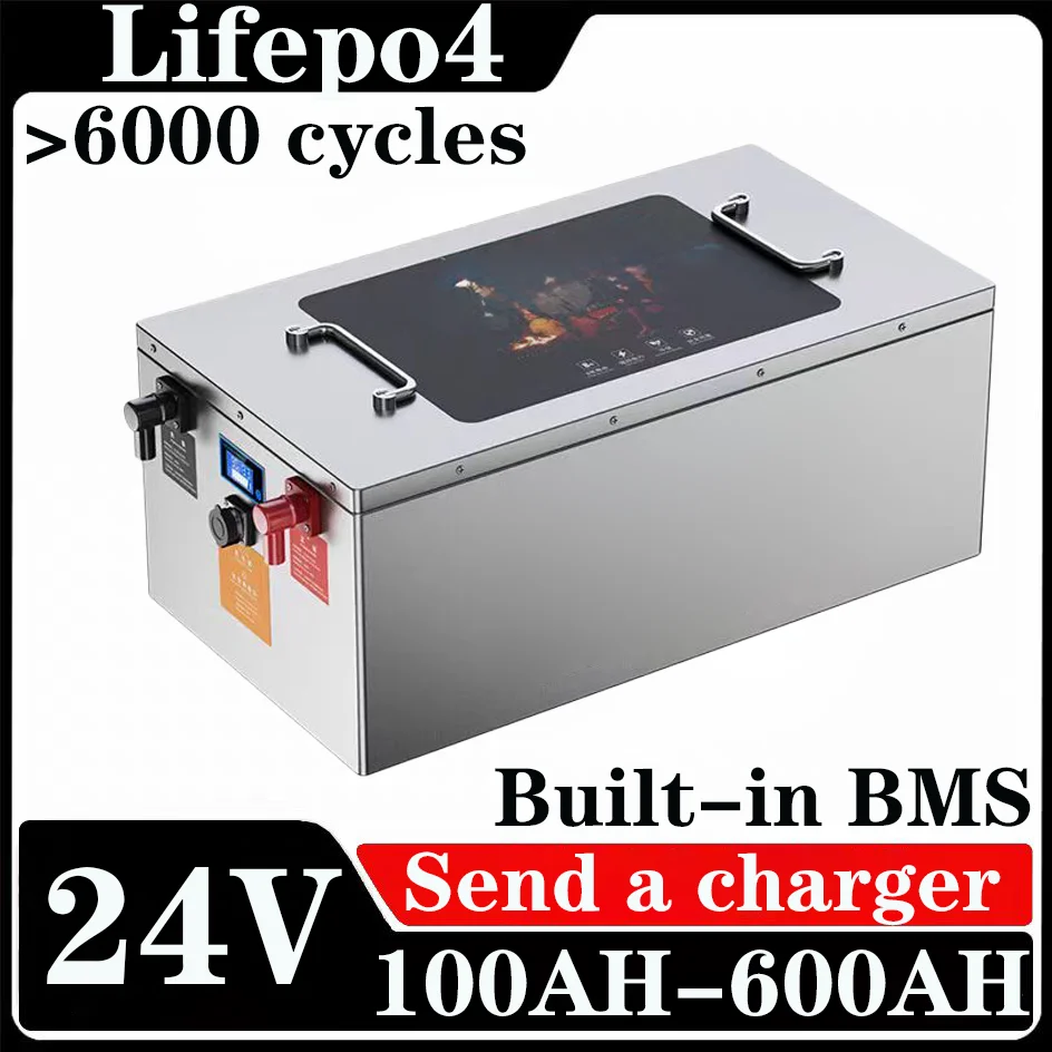 

Lifepo4 24V 100Ah 150Ah 200Ah 300Ah 400Ah 500Ah 600Ah lithium Battery for Solar System Inverter,RV,Outdoor,Camping EVBoat,PV