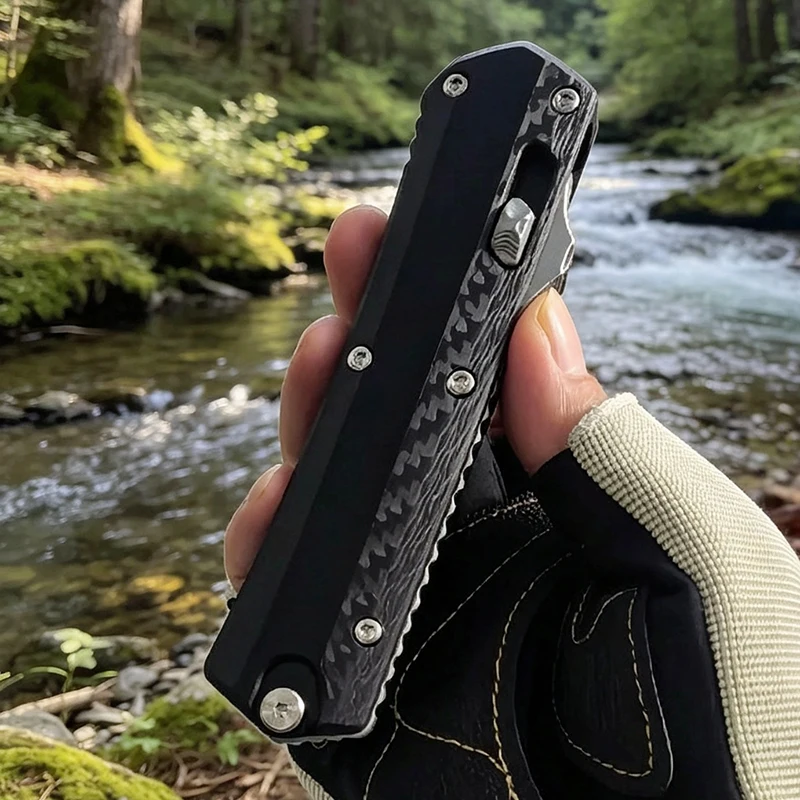 

Нож Glykon Tech OTF Micro M390, карманный нож с лезвием из алюминиевого сплава и рукоятью из углеродного волокна, для активного отдыха, самообороны, EDC-инструменты