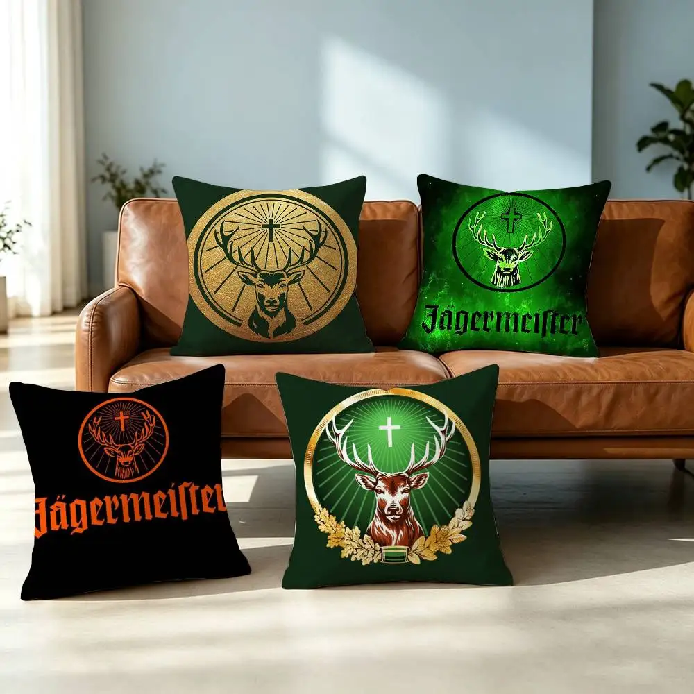 Jagermeister-R Logo-O Pillow Case Square Double-Sided Sofa Cushion Cover Bedroom Bedside Pillow Gift