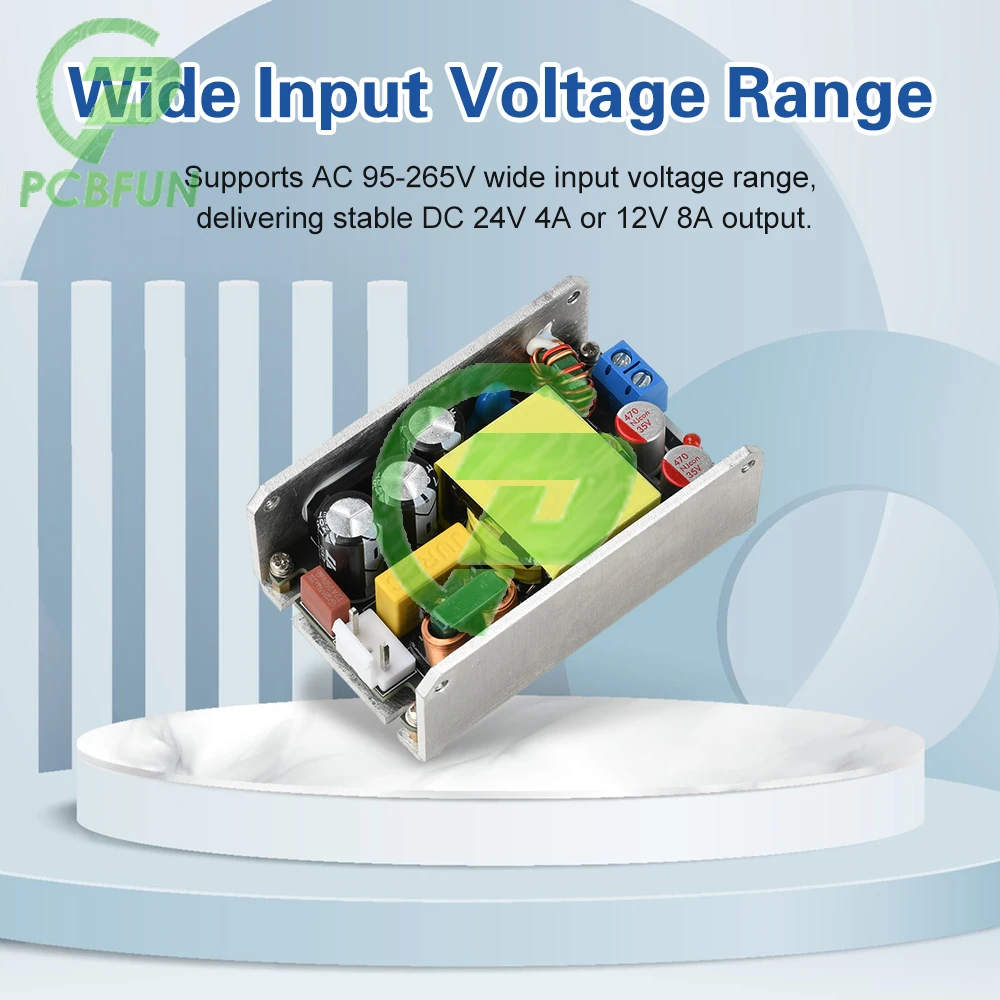 High Power AC 95-265V to DC 24V4A 12V8A 100W Gallium Nitride Buck Converter Switch Module for Industrial Equipment