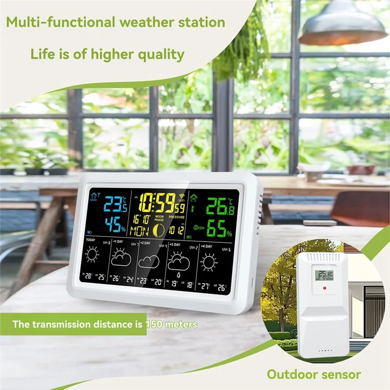 

GTBL WIFI Multifunction Tuya Weather Station Air Quality Temperature Humidity Meter Moon Phase Air Pressure Weather Clock