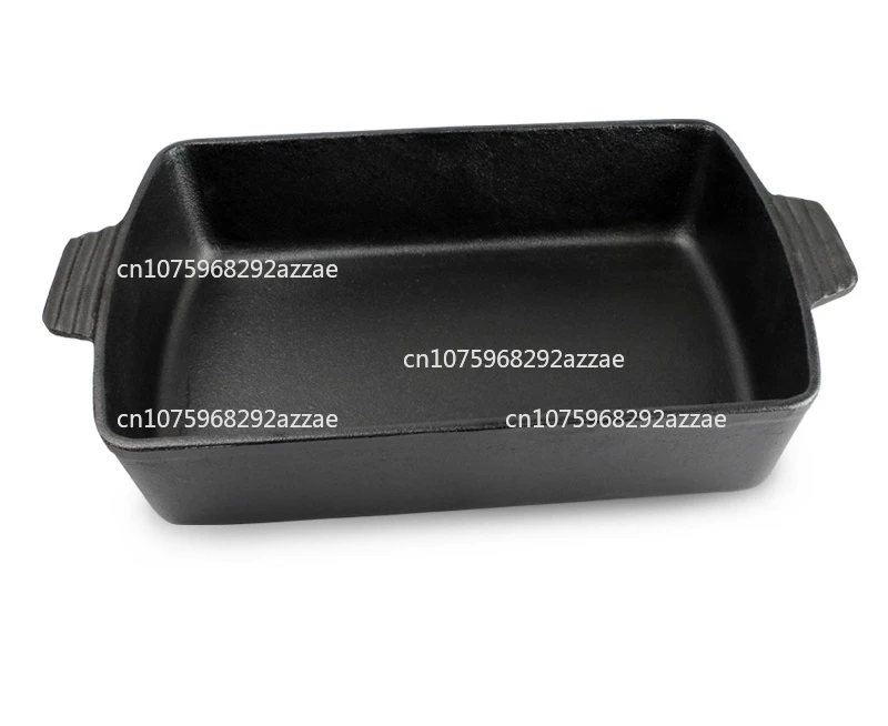 

Специальная чугунная сковорода шеф-повара без покрытия с антипригарным покрытием, прямоугольная сковорода с деревянной крышкой