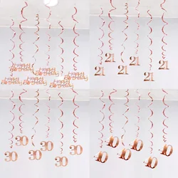 Decoración de feliz cumpleaños, suministros de PVC, oro rosa, 16, 20, 21, 30, 40, 50, 60 y 70 años, 6 unidades por lote