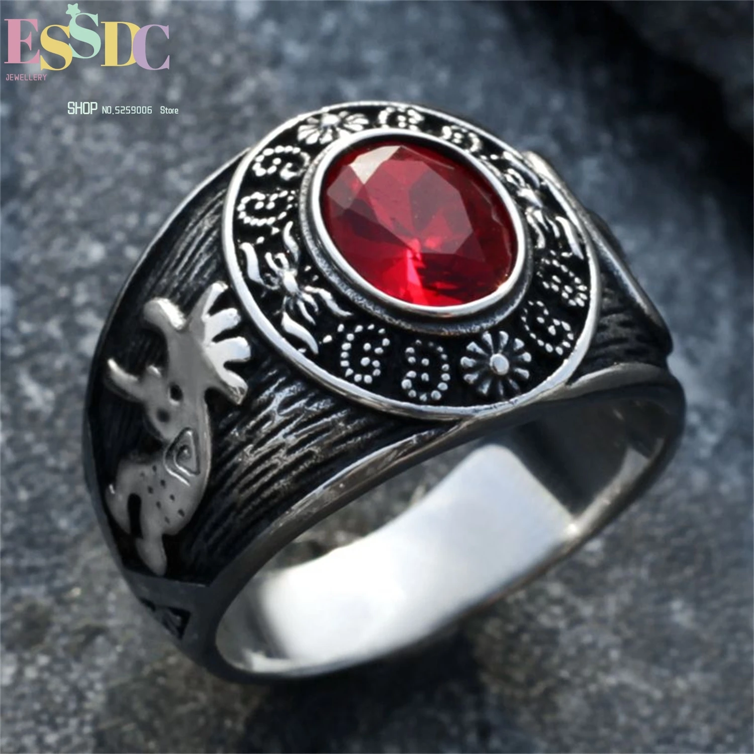 

Native American Luck Deity Titanium Steel Ring For Men Vintage Tribal Hip Hop Adjustable Street Jewelry