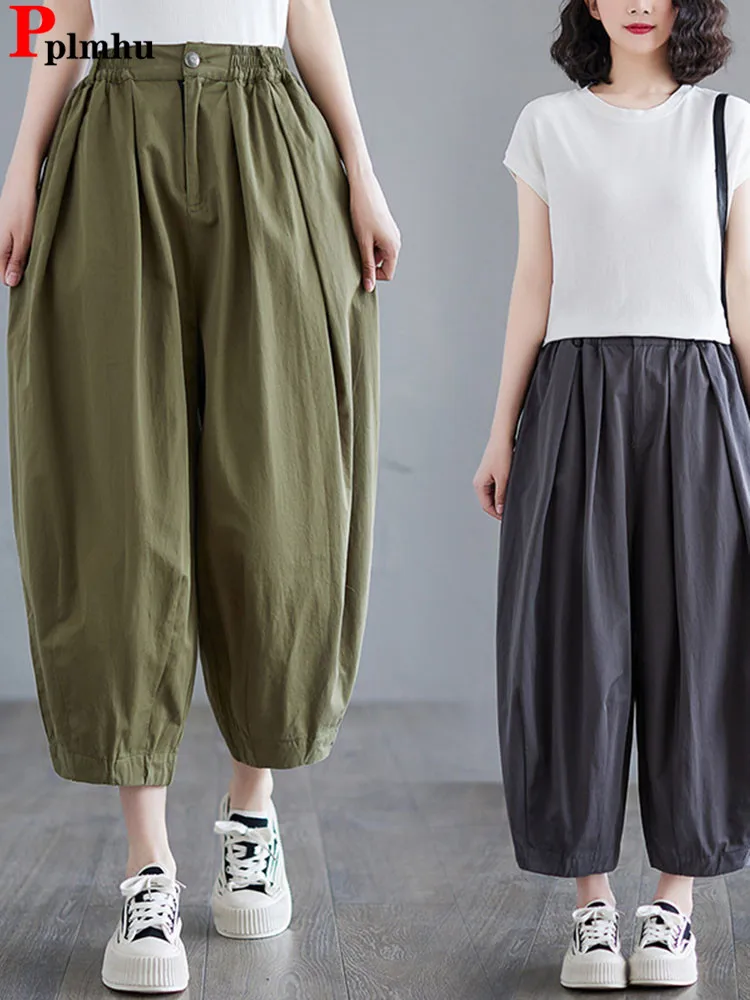 Big Size 80kg Casual Bloomers Pants Vintage Baggy Harem Sweatpants Korean 85cm Cargo Pantalones Streetwear Boyfriend Spodnie New