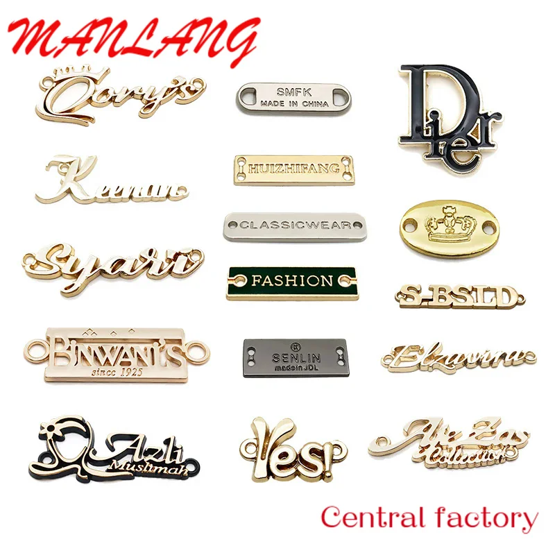 Custom  Factory Garment Accessories Fashion Design Engraved Name Custom Metal Logo Labels For Clothing