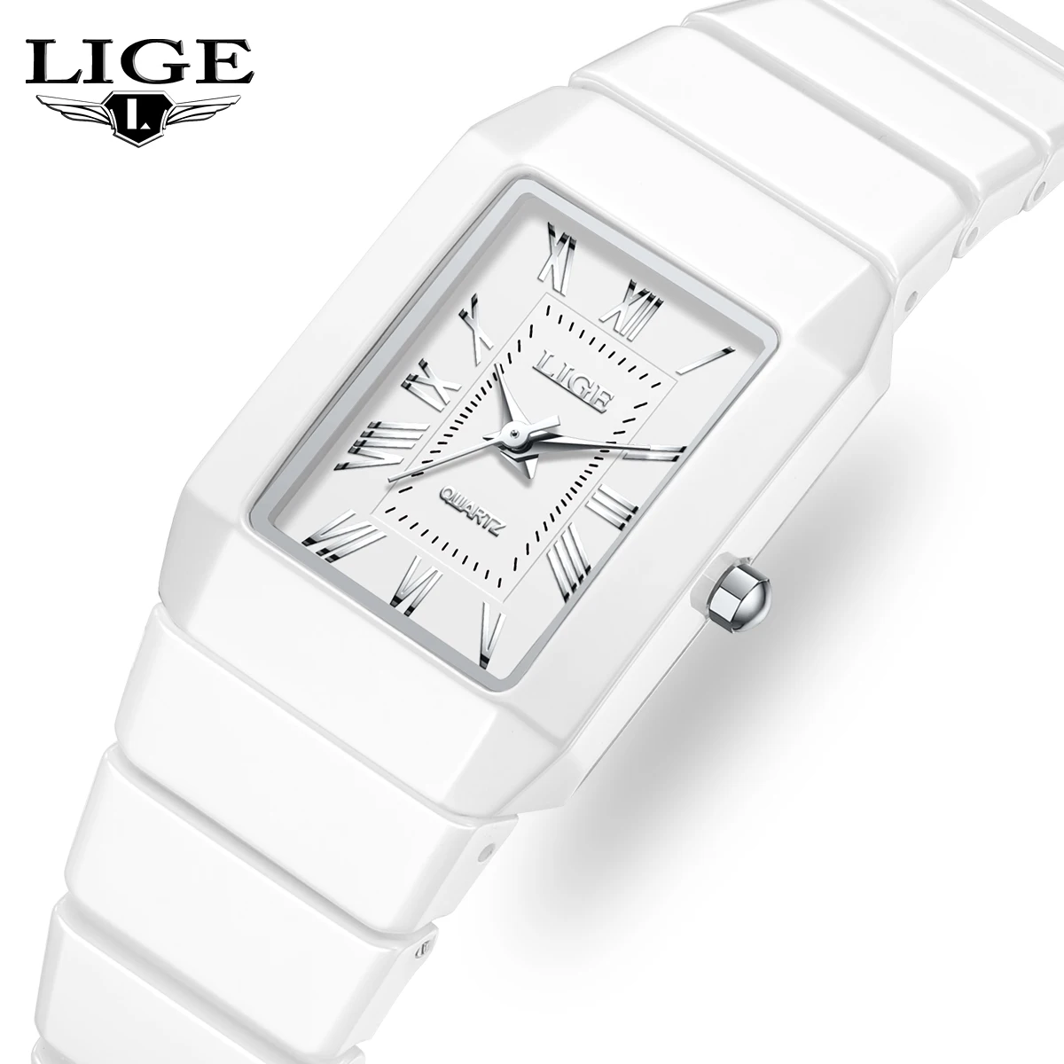 

LIGE Top original brands Women's Watch ceramic fashion elegant waterproof vintage ultra-thin quartz wristwatch ladies gifts+BOX
