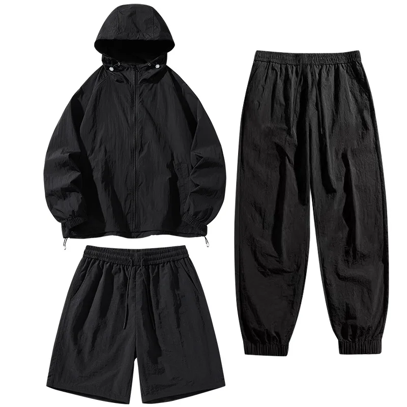 Breathable 2025 Running Sets Men Quick Dry Compression Three Piece Set Basketball Soccer Training Anti Odor Tech  Sportswear Men