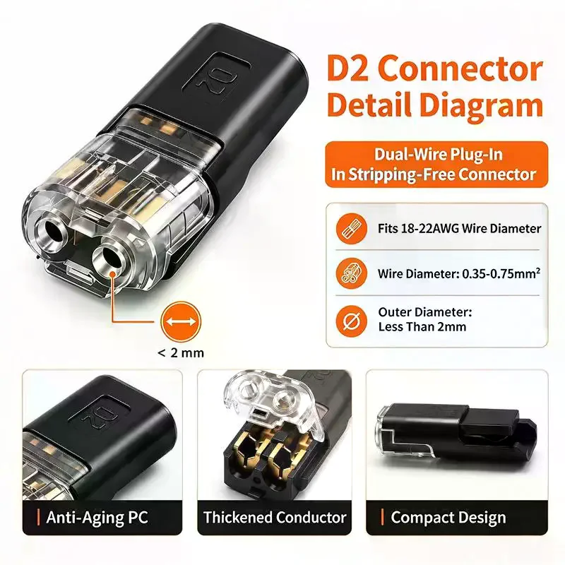 Electric Wire Connector Quick Detachable No Strip Universal Auto Terminal Plug for Marine Electrical Wiring