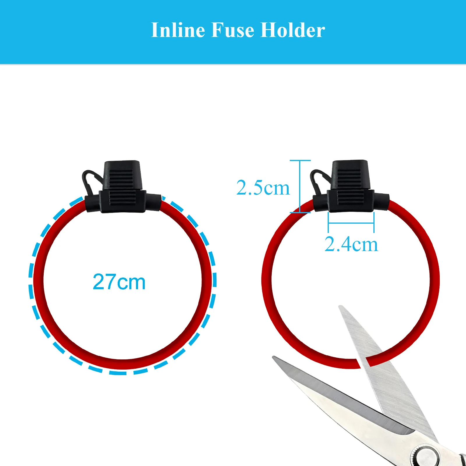 5/10Pcs 12V Waterproof Inline Fuse Holder 12AWG/14AWG/16AWG Cable for Mini Blade Fuse 3A 5A 10A 15A 20A 30A 40A Car Fuse ATM APM