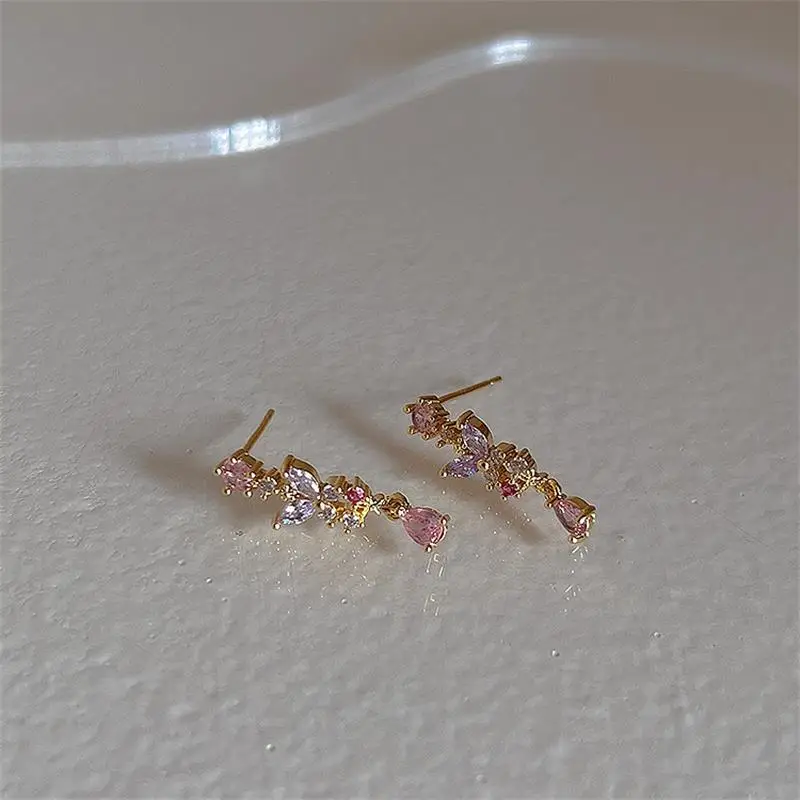 Korea Style Fashion Cute Butterfly Flower Tassel Zircon Eardrop Earring For Women Girls Party Earring Jewelry Gift