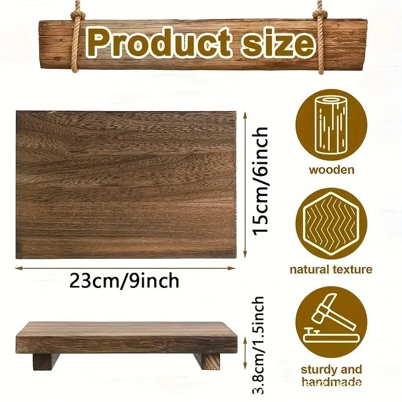 Wooden Bathroom Tray Pedestal Stand Farmhouse Bathroom Decor Decorative Wooden Riser Kitchen Soap Dish Holder for Vanity Counter