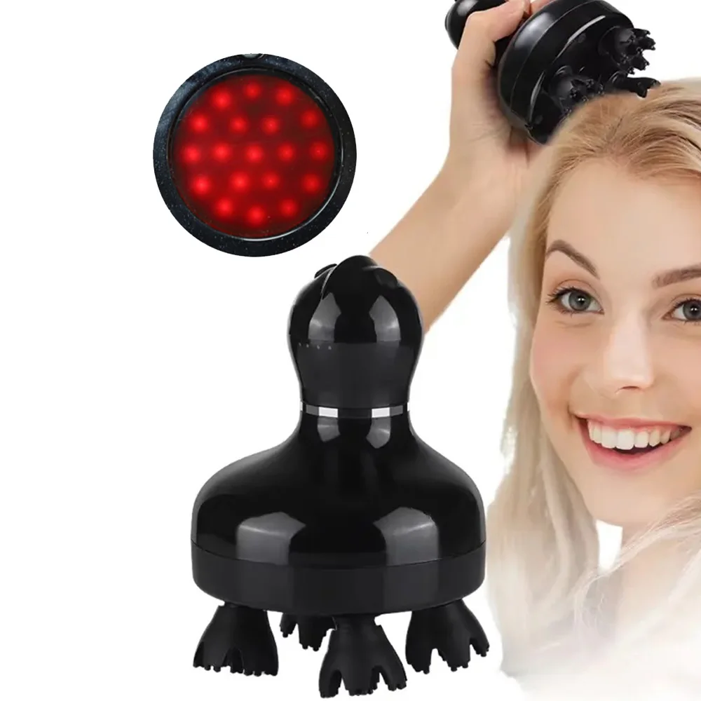 

Electric Head Massager TENS+EMS 3-Speed Dual Pulse Red Light Vibration Simulation Meridian Unblock Hair Loss Scalp Massager