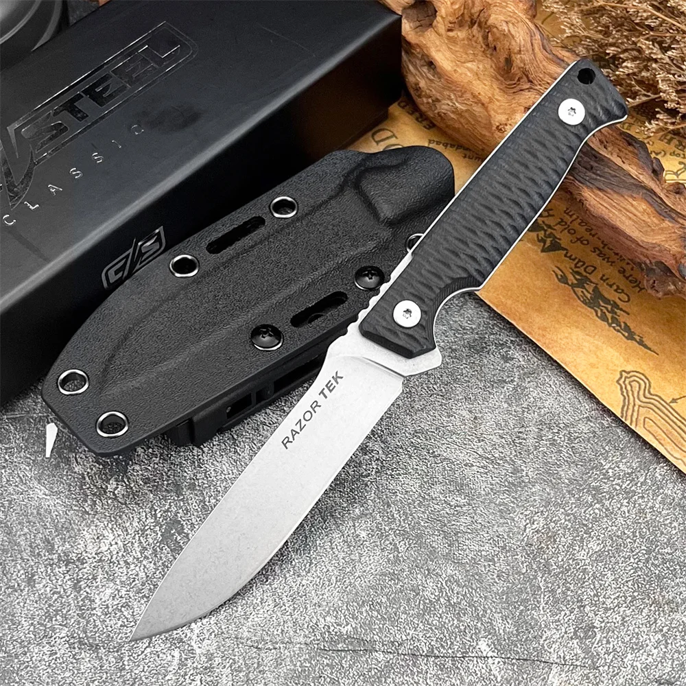 Fixed Blade Knife 8Cr13MoV Steel Blade with Non-Slip G10 Handle High Performance Multi Tool for Outdoor Camping & Kitchen Use