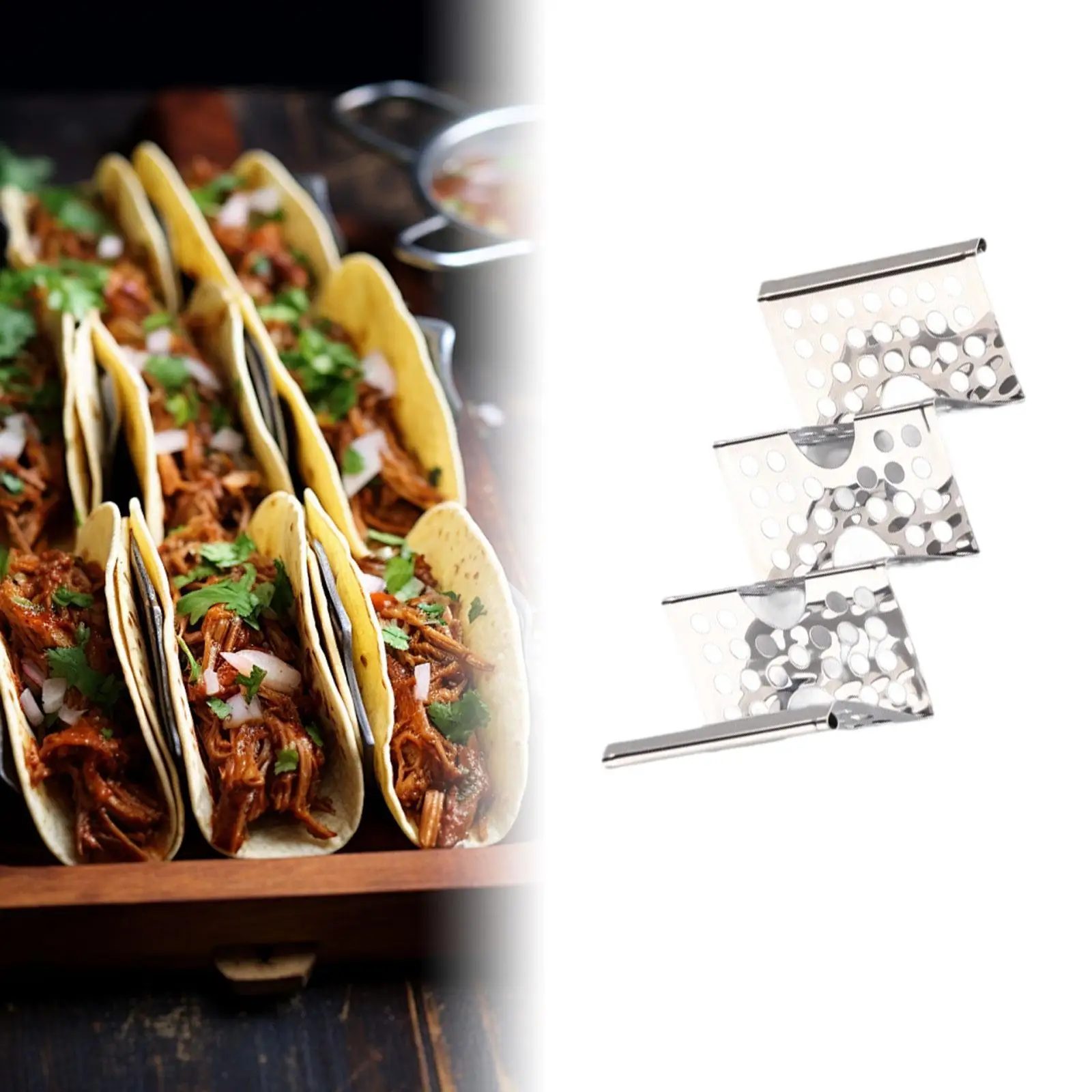 Soporte para tacos, estante para tacos, soporte de exhibición, ligero, reutilizable, soporte para burritos y tortillas, elegante para cocina, Buffet, fiesta
