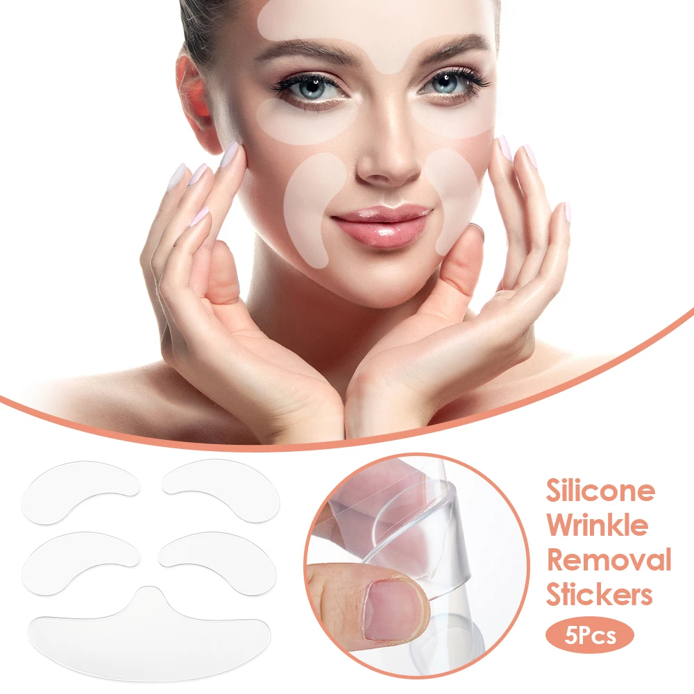 5 ชิ้นซิลิโคนกําจัดริ้วรอยสติกเกอร์ Anti - wrinkle Face หน้าผากสติกเกอร์ Face Lifting Care Patch Anti Aging Beauty เกินไป