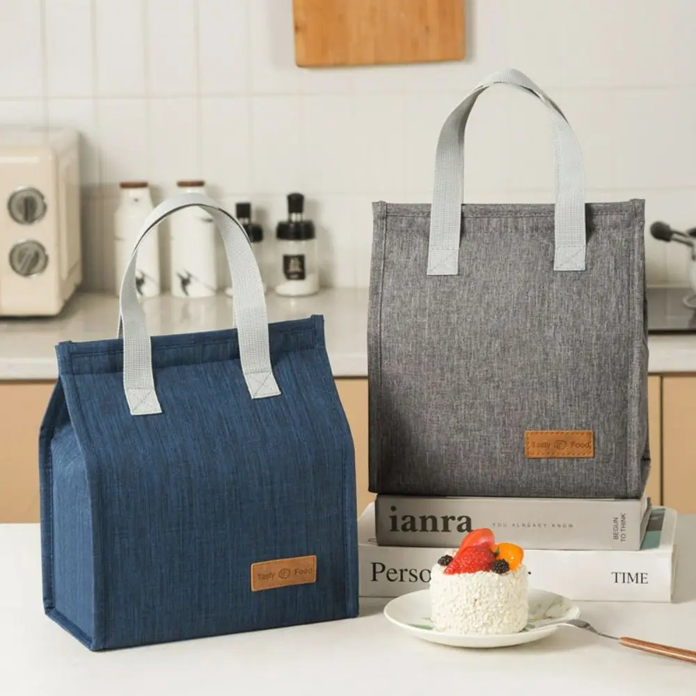 Package Solid Color Picnic Food Bag Waterproof Lunch Bag Food Hand Bags Thermal Breakfast Organizer Tote Canvas Lunch Bag