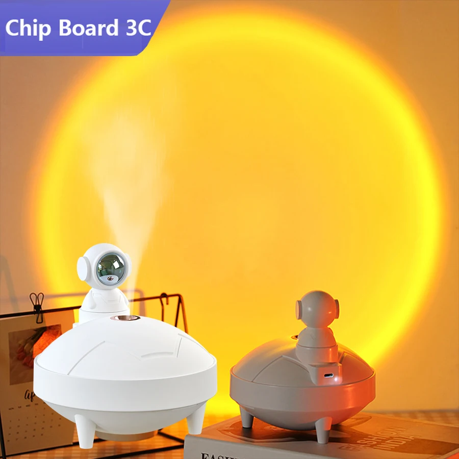 Sunset Lamp Astronaut Projectors Led USB Night Light Space Decoration Bedroom Mood Light Bulb Bedside Atomizer Humidifier