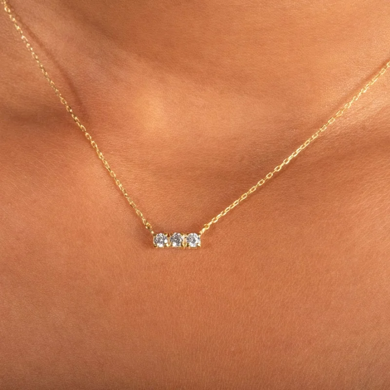 100% Moissanite diamentowy naszyjnik dla kobiet okrągły krój 0.3 karata 3 kamienie Moissanite srebro 925 biżuteria prezent na walentynki