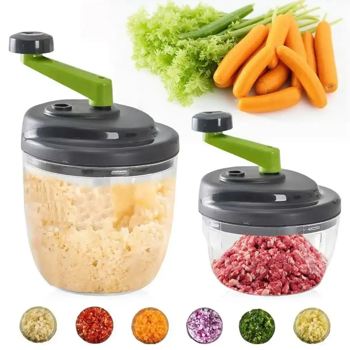 Picadora de carne con manivela de 520/900ml, picadora Manual para ajo, verduras, ayudante de cocina, portátil y fácil de usar