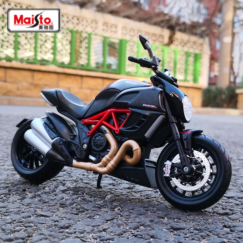 Maisto 1:12 DUCATI Diavel 탄소 합금 오토바이 모델, 다이캐스트 금속 스트리트 레이스 오토바이 모델, 시뮬레이션 어린이 장난감 선물