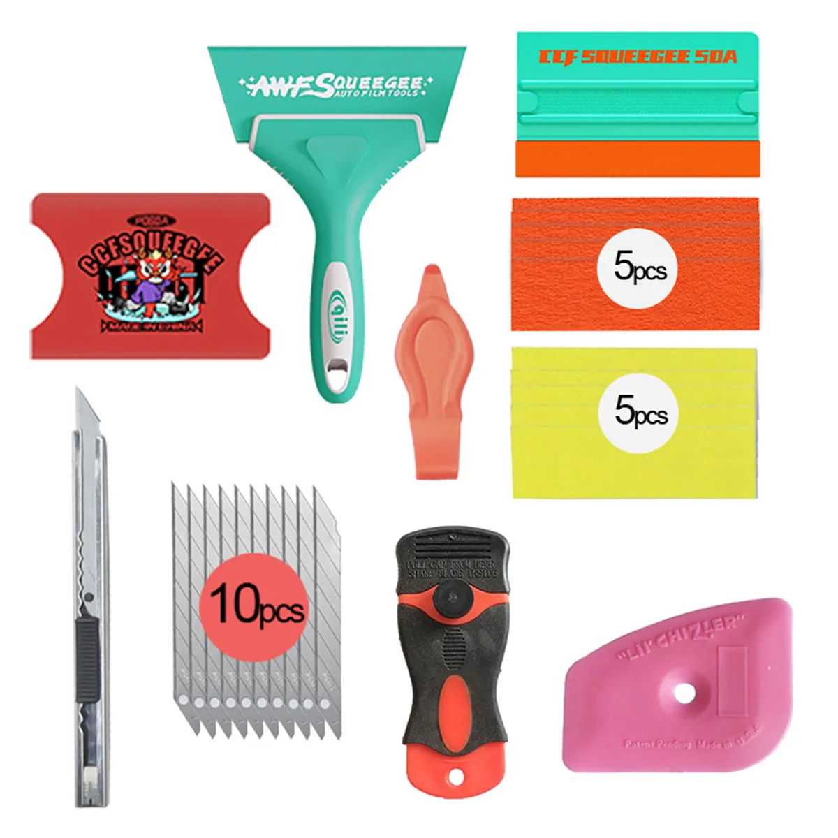 Car Film Application Tools Sun Film Scraper Set Color Change Film Scraper Auto Window Tinting Installation Kit