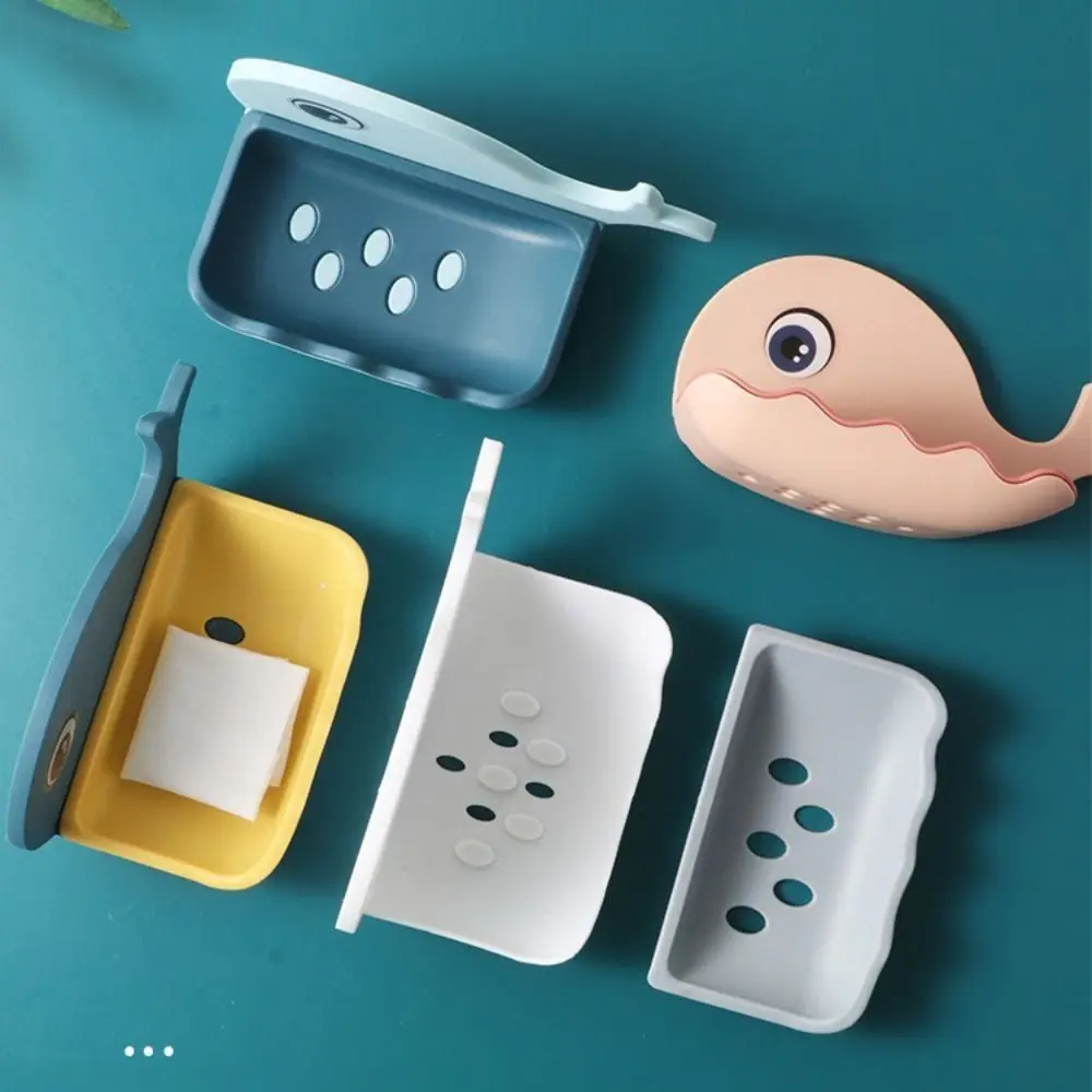 Whale Shape Soap Box Drain Soap Holder Box Bathroom Shower Soap Holder Sponge Storage Container Plate Tray Bathroom Accessories