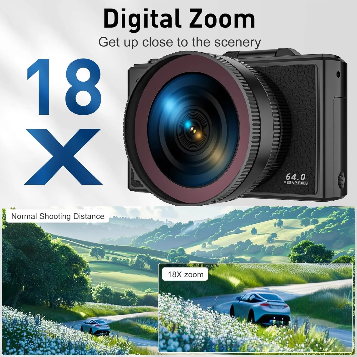 كاميرا تصوير رقمية مدمجة 64 ميجابكسل 4K 18X تكبير رقمي عتيق مسجل فيديو مدونة فيديو يوتيوب 3 بوصة كاميرا ويب ذات شاشة قابلة للطي