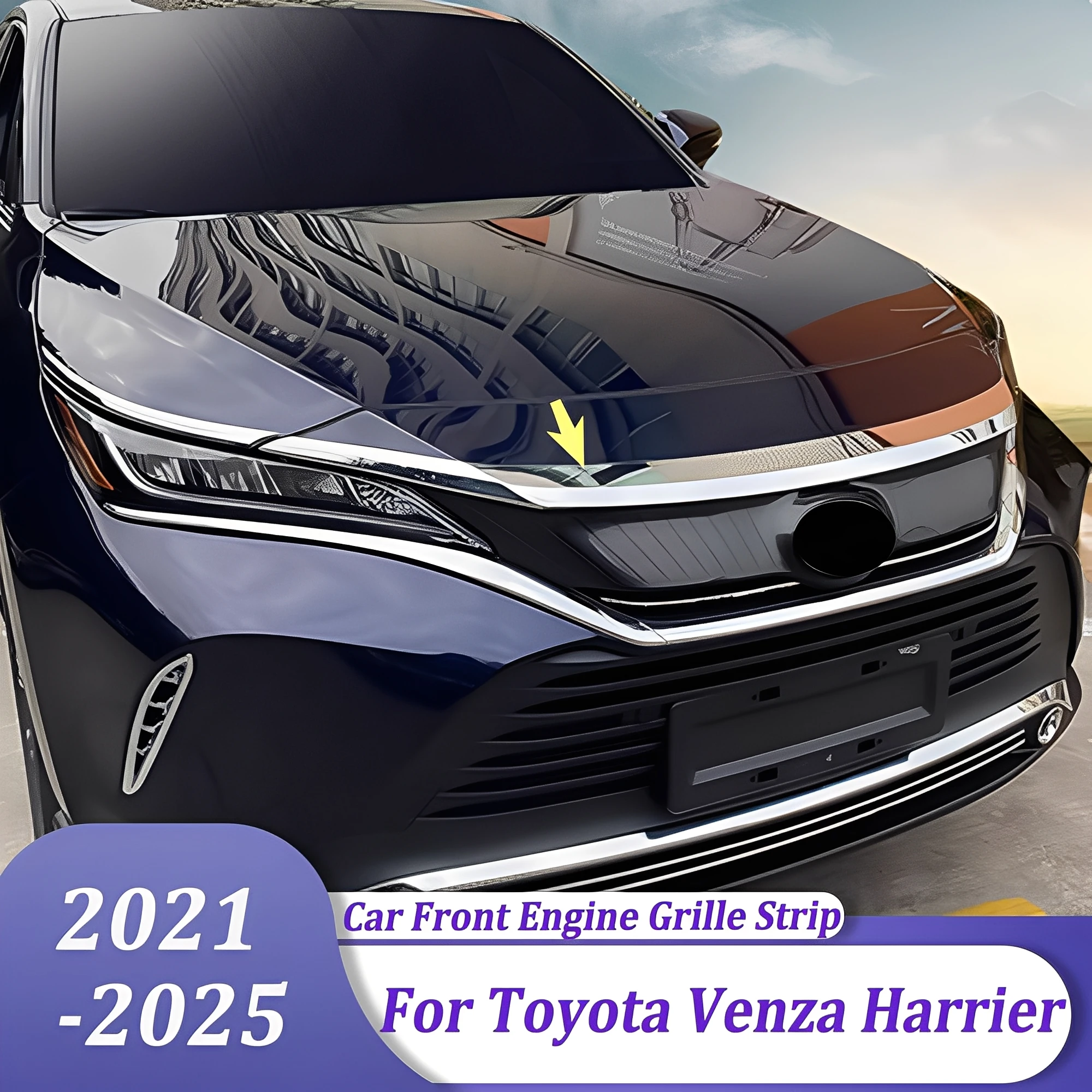

Front Engine Machine Grille Upper Hood Cover Trim Car Sticker Accessories For Toyota Venza Harrier 2020 2021 2022 2023 2024 2025