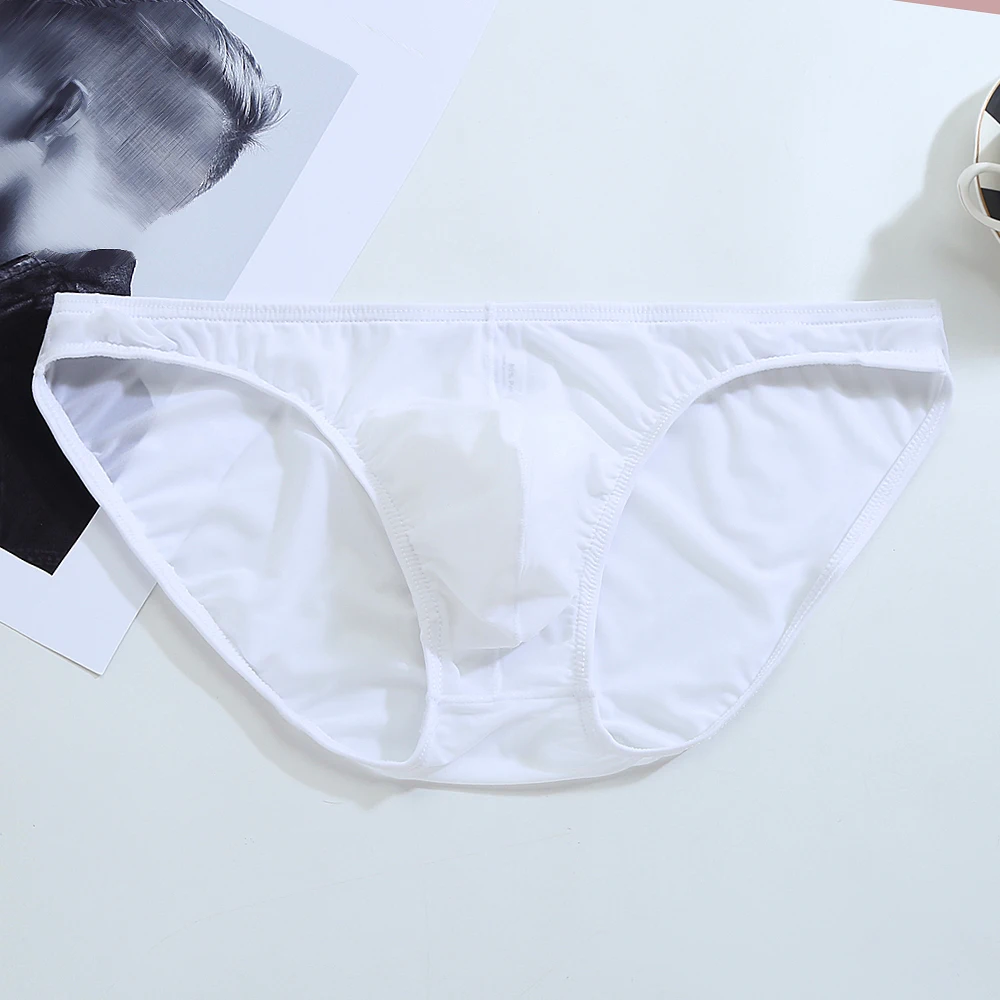 Comfy Mens Briefs Ultra-thin Bikini Skinny Swimming Briefs Swims Bulge Homewear Underpants Ice Silk Underwear Knickers