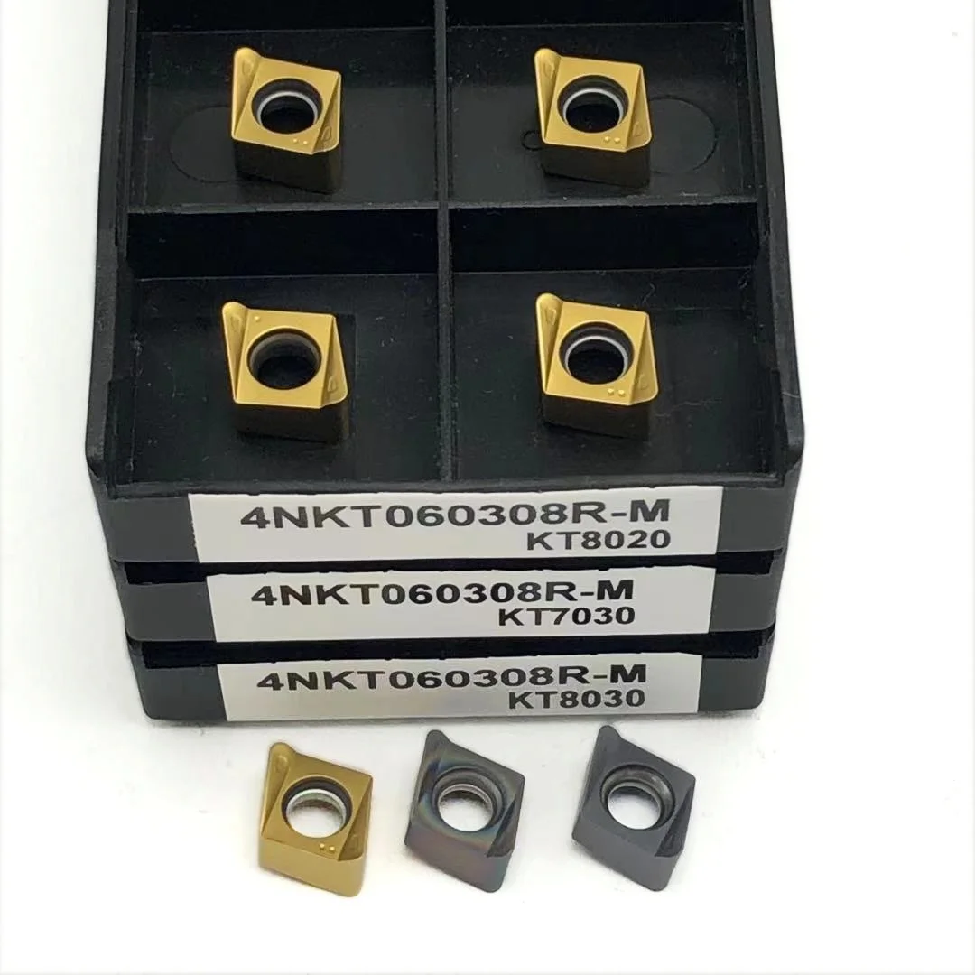 Ferramentas de trituração do ombro quadrado do CNC, inserção do carboneto de silicone, Desbaste, 4NKT060308, KT7030, KT8030, KT8020, 10 PCes