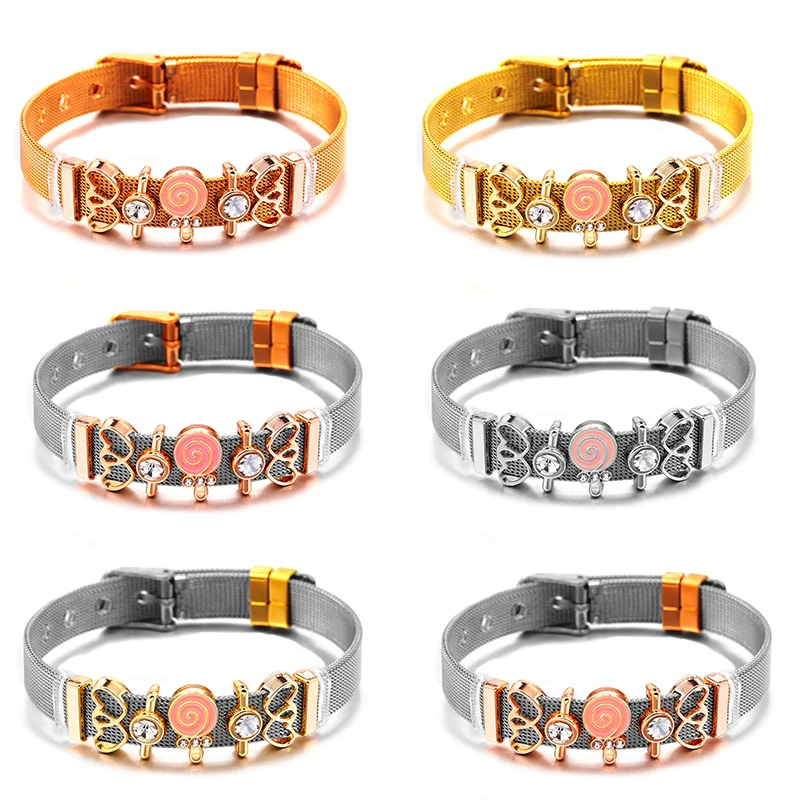 Romantic Valentine's Day 10mm Charm Bracelets Heart To Heart Love Donut Pairing DIY Mesh Keeper BraceletPulseras Mujer For Women