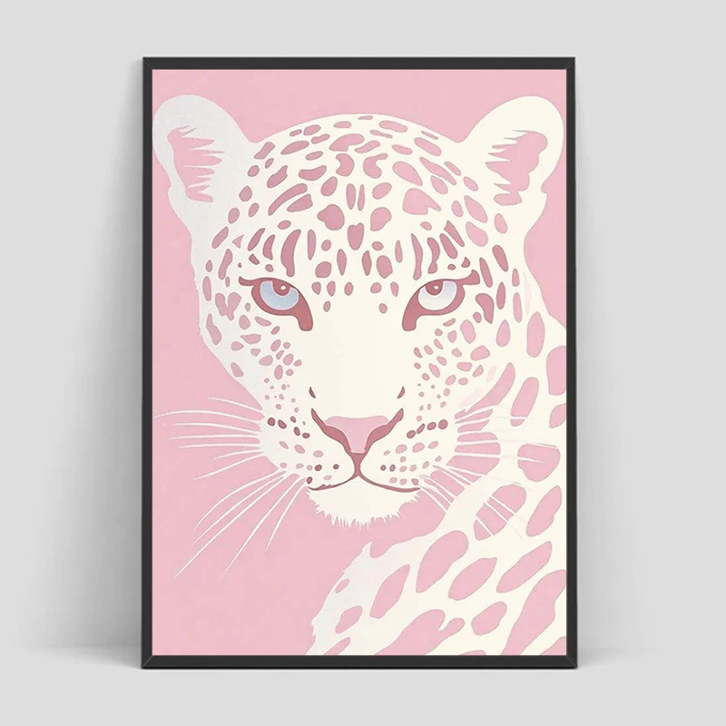 

Pink Leopard Cheetah Animal Canvas Poster Classroom Decorations for Home Decorative Wall Pictures Office Decor Room Aesthetic