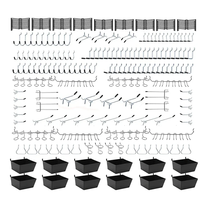 

251PCS Pegboard Accessories Organizer Kit For Tools 1/8 And 1/4 Inch For Hanging Storage