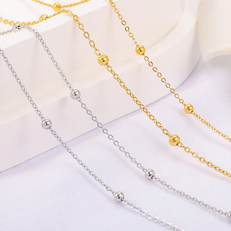 Stainless Steel Welded Bead Cross Link Chain Gold Silver Plated For Diy Necklace Bracelet Jewelry Making Findings