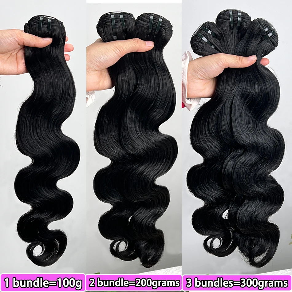 حزم شعر بشري مموج # 1 أسود نقي 100% فيتنامي نسج على شكل شعر إنسان ملحقات جيت أسود لحمة مزدوجة 100 جرام للنساء #6