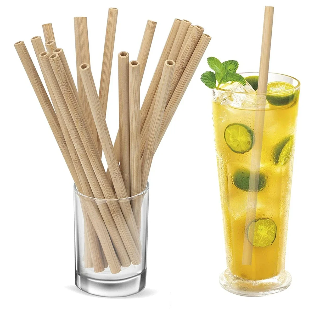 10Pcs Reusable Bamboo Straw Natural Bamboo Drinking Straws  Sustainable Biodegradable Eco-friendly Straws for Cocktail Milkshake